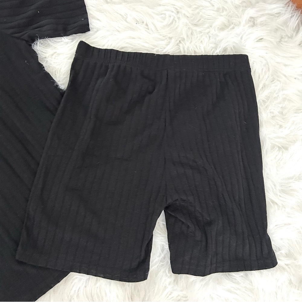 Cheibear Women’s Ribbed Pajama Set, Black, M - Picture 4 of 6